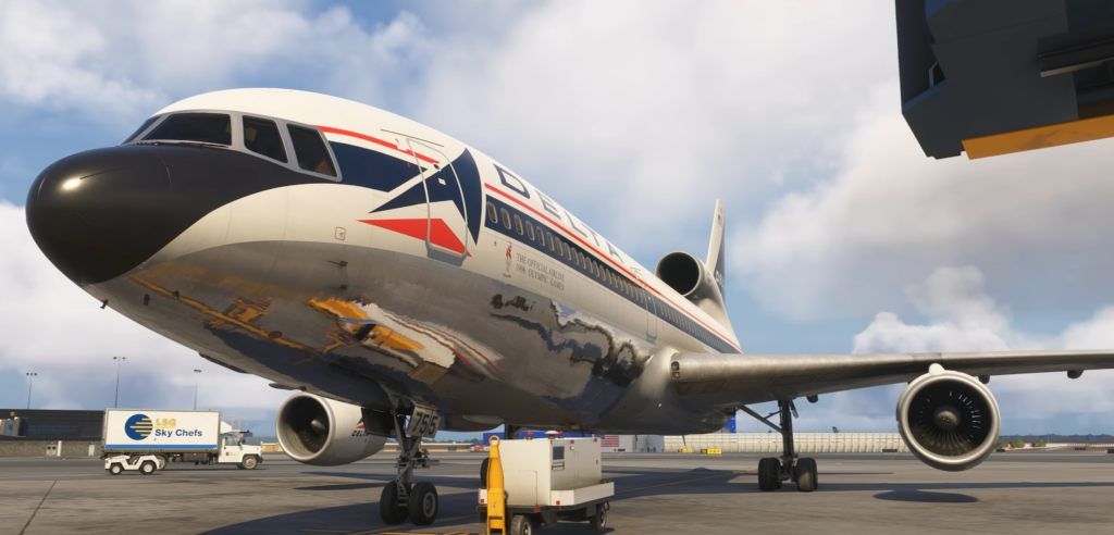 TriStar L1011 nose and front landing gear detail in MSFS 2024 by iniBuilds