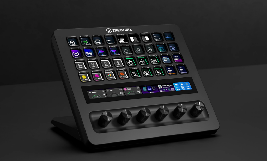 Elgato Stream Deck XL programmable keys close-up used for Flight Panels X-Plane cockpit control system