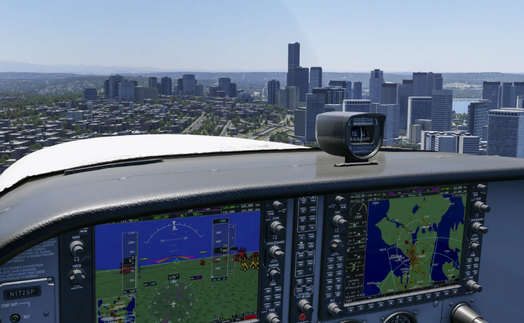 Cessna 172 Skyhawk G1000 cockpit view in X-Plane with Flight Panels integration