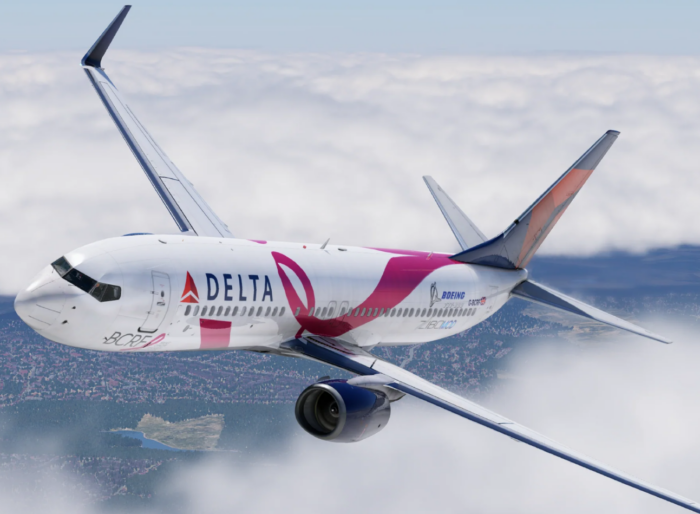 Zibo Boeing 737-800X in flight above clouds in X-Plane 12 showcasing Flight Panels Stream Deck profiles for X-Plane