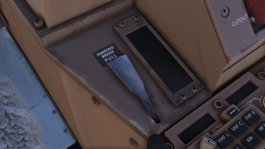 777-300ER Cockpit REV HUES Parking brake details scratches