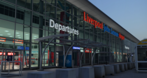 Liverpool John Lennon Airport departures terminal (EGGP) in Microsoft Flight Simulator 2024 scenery by iniBuilds