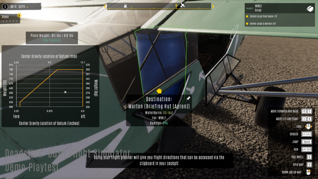 image showing cargo affecting weight and balance values with graph on the side