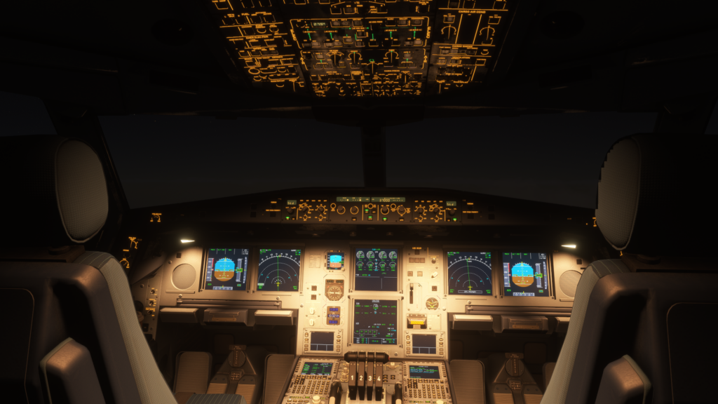 Aerosoft A340-600 Cockpit At Night