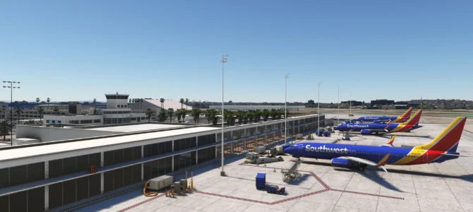 Microsoft Flight Simulator screenshot of Long Beach Airport scenery by Shore Pilot Sim