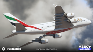 iniBuilds Airbus A380-800 flying in Microsoft Flight Simulator 2024