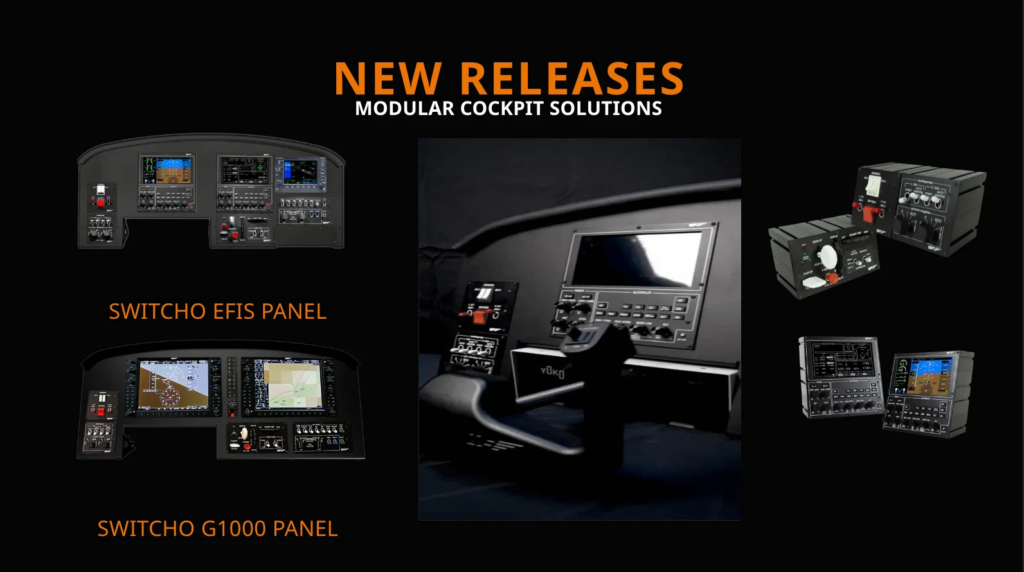 VirtualFly modular cockpit solutions including Switcho EFIS Panel and G1000 Panel