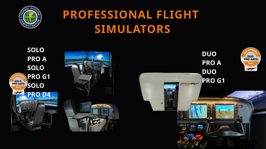 VirtualFly FAA-approved professional flight simulators for pilot training and flight schools