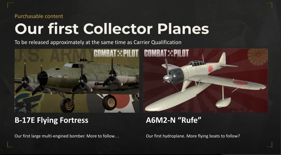 Combat Pilot collector aircraft pack including the B-17E Flying Fortress and A6M2-N Rufe floatplane