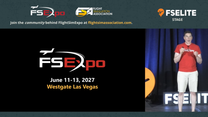 FSExpo staff on stage announcing the 2027 event location and dates