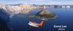 Microsoft Flight Simulator 2024 World Update 22 showcasing Crater Lake National Park in Oregon with enhanced scenery and detailed landscapes