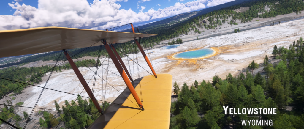 Yellowstone National Park geothermal landscapes in Microsoft Flight Simulator 2024 World Update 22