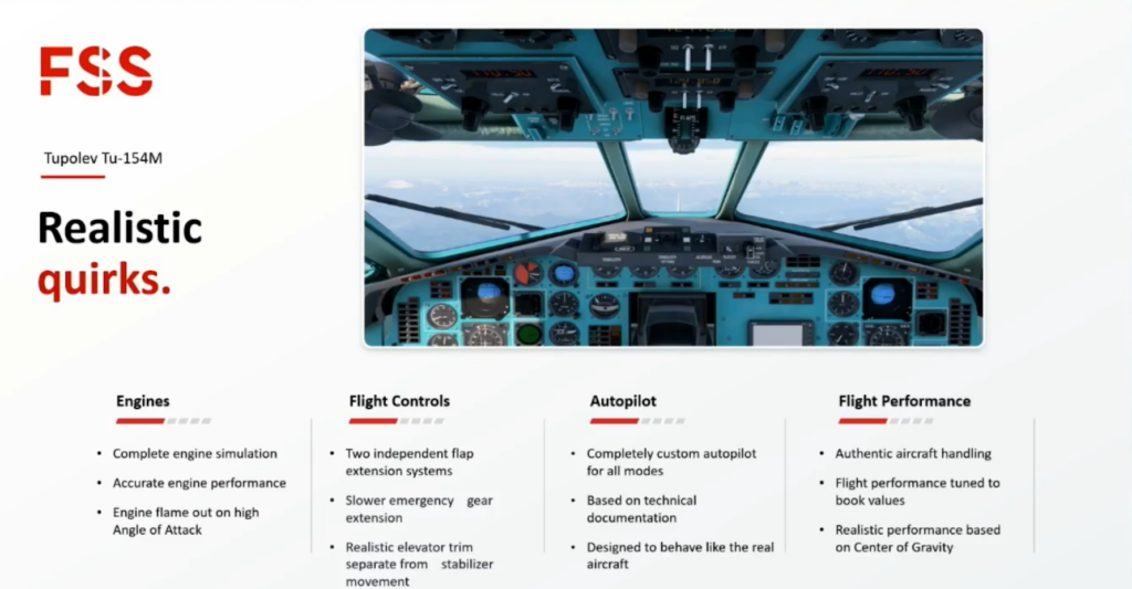Tupolev Tu-154M cockpit and systems overview presented by FlightSim Studio for MSFS 2024