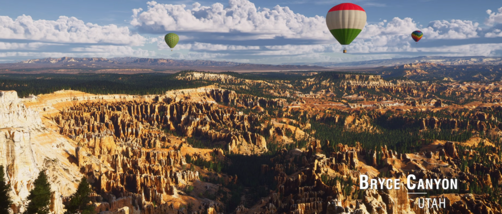 Bryce Canyon National Park recreated in Microsoft Flight Simulator 2024 World Update 22 with photorealistic scenery