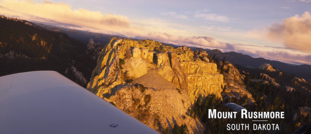 Mount Rushmore monument enhanced in Microsoft Flight Simulator 2024 World Update 22 USA update
