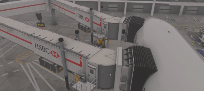 GSX Multi-Jetway Support for MSFS featuring dual passenger boarding bridges connected to a PMDG Boeing 777 at London Heathrow Airport