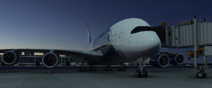 FlyByWire A380X aircraft in Microsoft Flight Simulator 2024