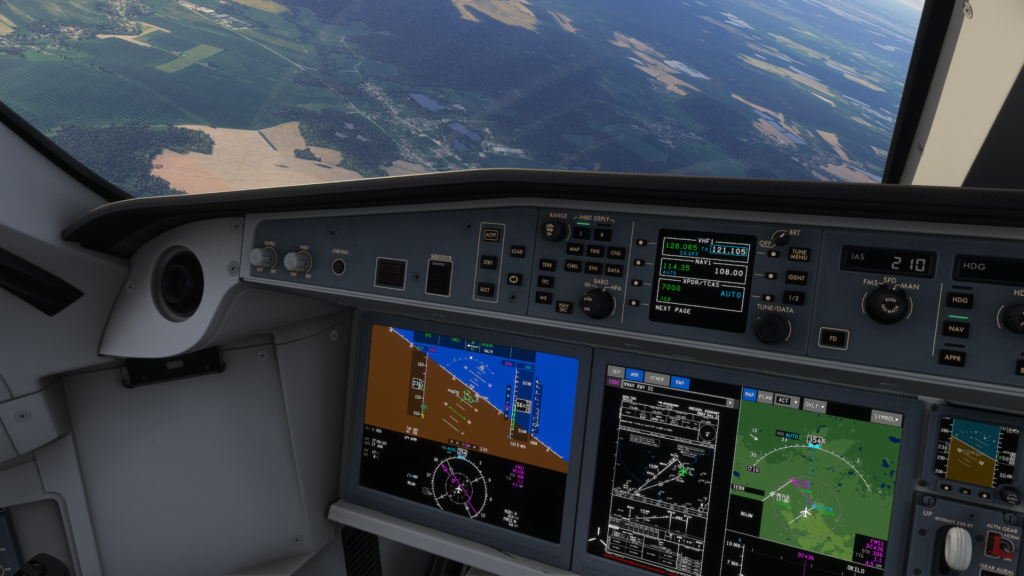Synaptic Simulations Airbus A220 MSFS Cockpit mid-flight