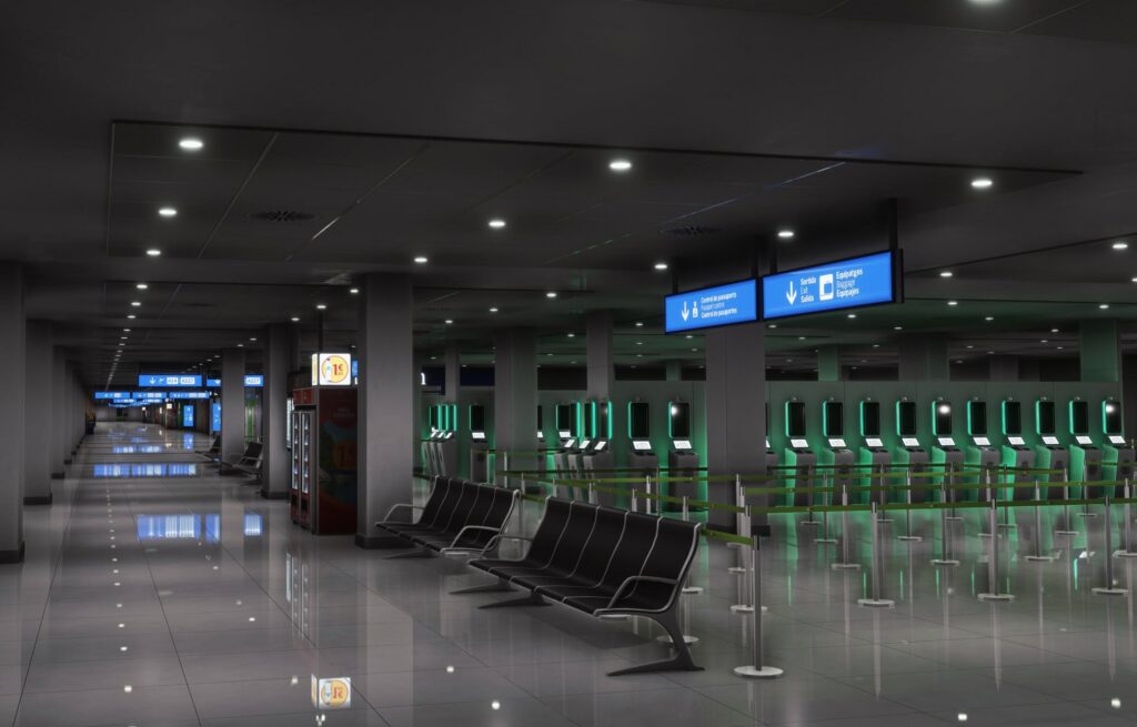Pyreegue LEPA MSFS Concourse A interior at night
