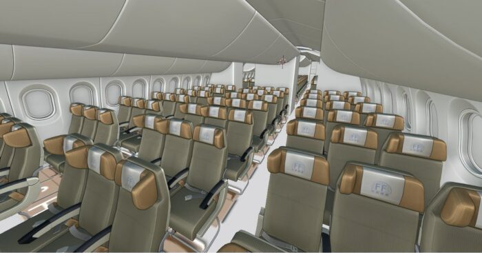 Preview render of FlightFactor’s Boeing 787 aircraft for X-Plane 12 in Blender