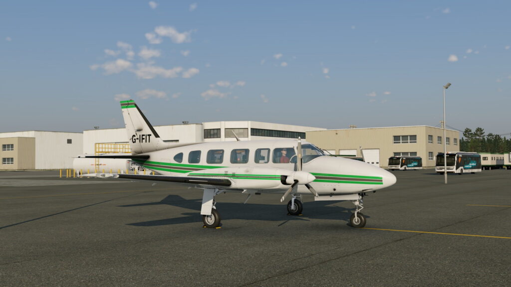 CIS Piper Chieftain twin-engine aircraft on the ramp in X-Plane 12