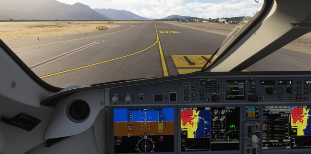 Synaptic A220-300 cockpit during the taxi roll at Dubrovnik Airport (LDDU)