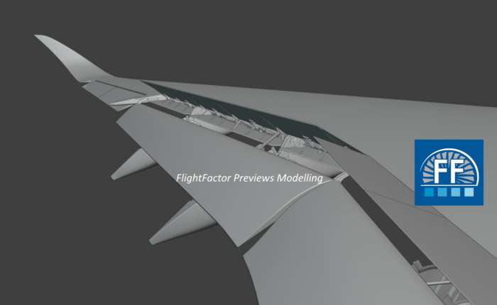 FlightFactor Airbus A350v2 model preview showing detailed aircraft exterior in X-Plane 12