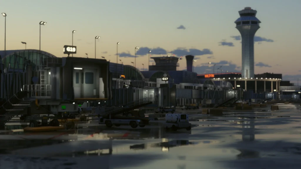 iniBuilds KORD MSFS 2024 Apron At Dusk