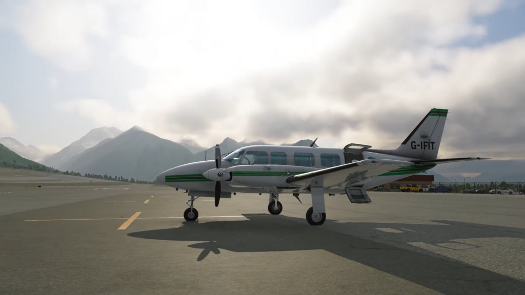 JetStream FS CIS Piper Chieftain on an airport apron in Alaska