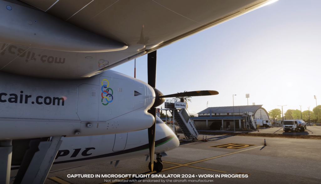 SimWorks Studios Classic 8 Series turboprop engine on the Dash 8-100 in Microsoft Flight Simulator 2024