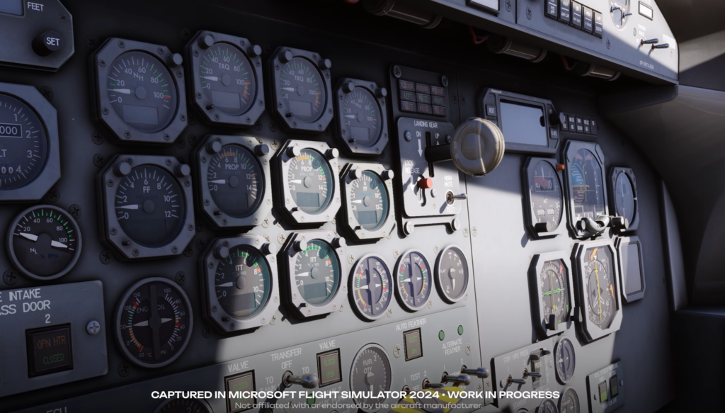 Engine instruments and systems panel in the SimWorks Studios Classic 8 Series Dash 8-100 for Microsoft Flight Simulator 2024