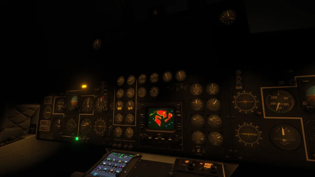 C212-200 Aviocar cockpit at night with Bendix weather radar displayed MSFS 2024