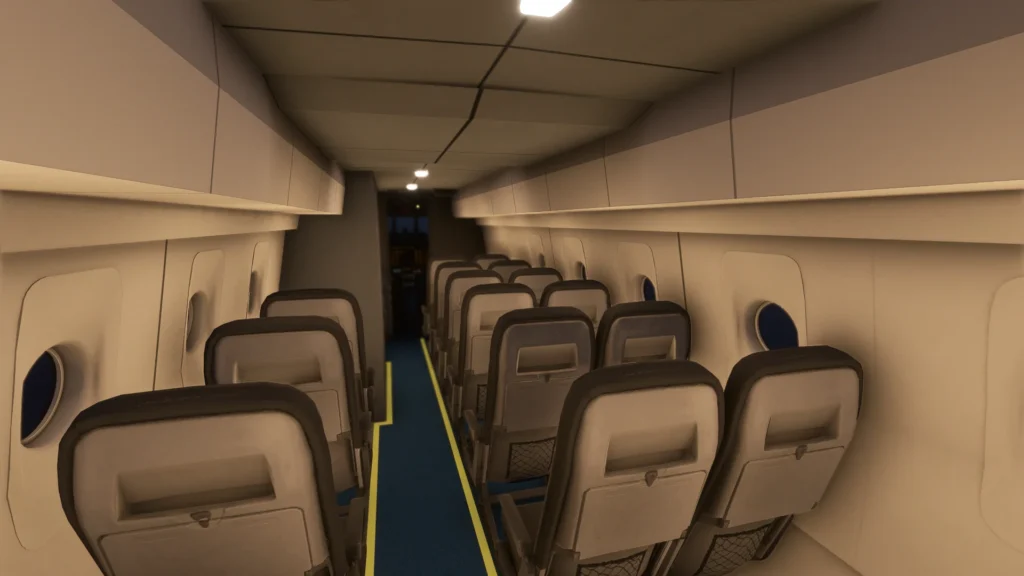 Project MAX C212-200 passenger cabin interior with seating configuration MSFS
