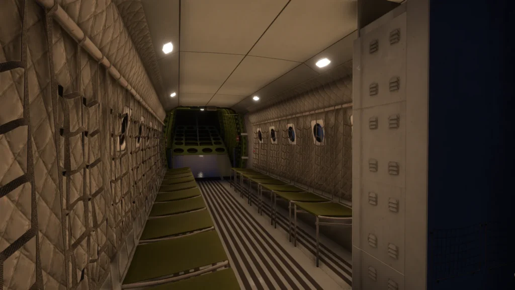 Project MAX C212-200 military transport cabin with side-facing troop seats MSFS