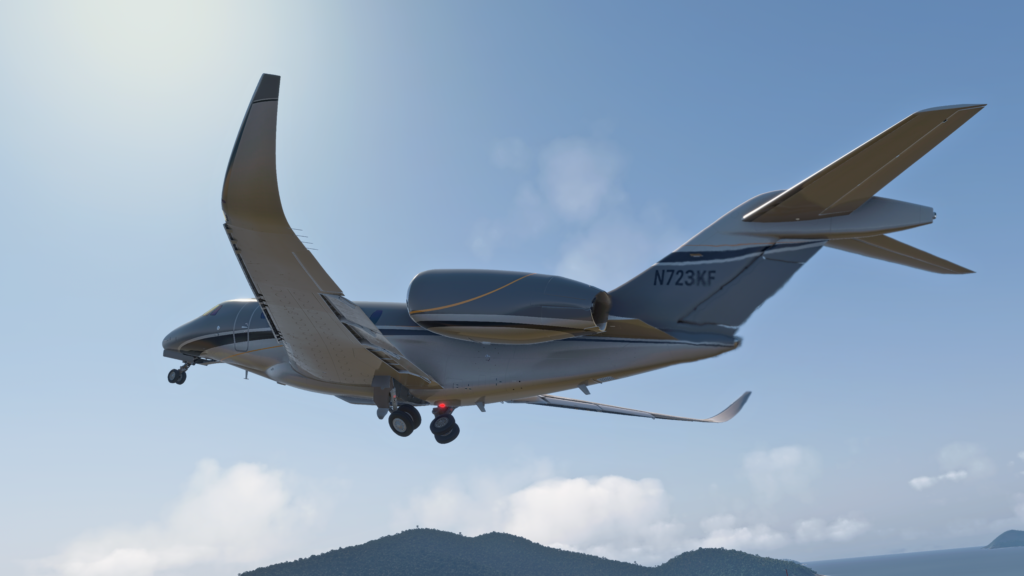 FlightFX Cessna Citation X in Microsoft Flight Simulator 2024 gear retracting after takeoff