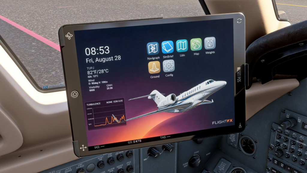 FlightFX Cessna Citation X in Microsoft Flight Simulator 2024 showing Electronic Flight Bag home page