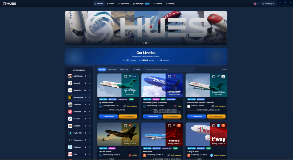 Hues-hub app interface