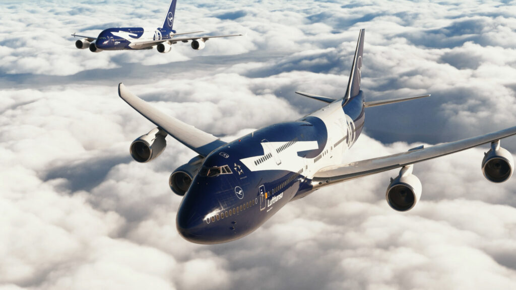 Lufthansa 100th Anniversary Livery 748i and A380 in flight