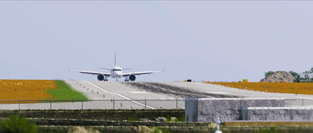 Airbus aircraft on Mykonos Airport Runway in X-Plane 12