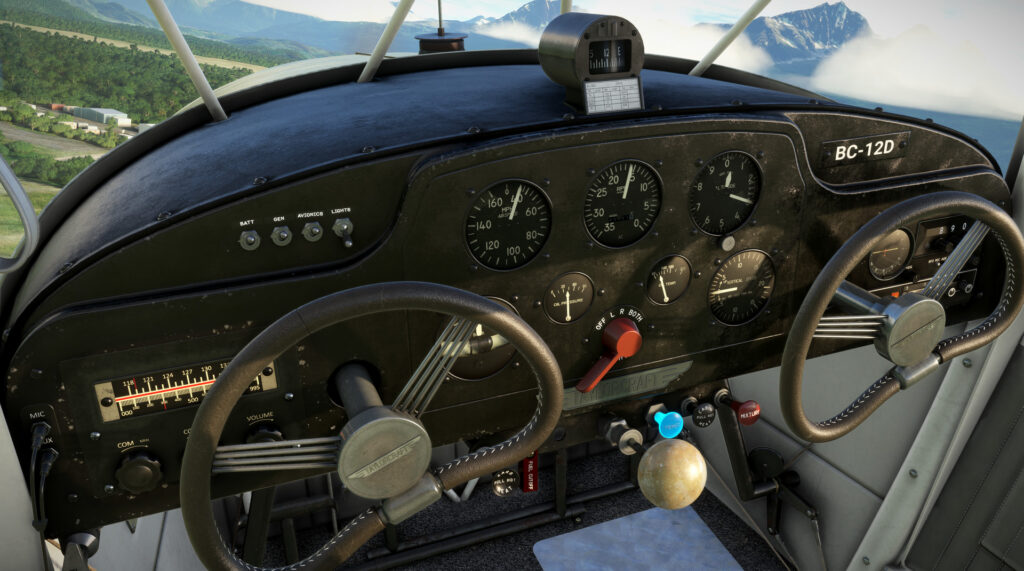 GotFriends Taylorcraft BC-12D cockpit panel.