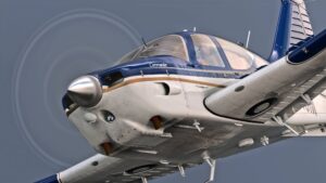 A rendition of the Rockwell Commander 114 for Microsoft Flight Simulator developed by Black Square.