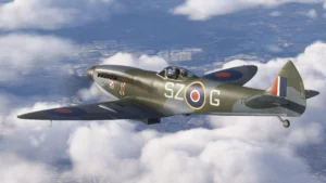 A rendition of the Supermarine Spitfire in Microsoft Flight Simulator 2024 developed by FlyingIron Simulations.
