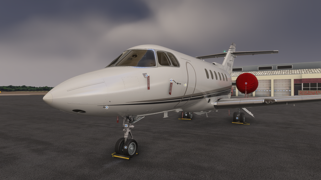 Image of the flightfx hawker with covers and chocks on