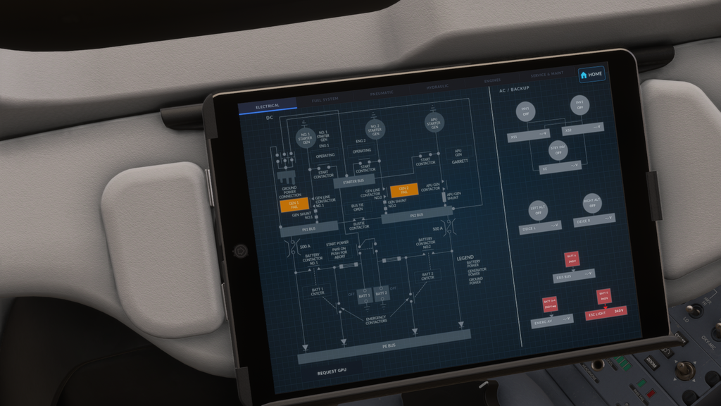 Image showing the flightfx hawker's electrical system schematic