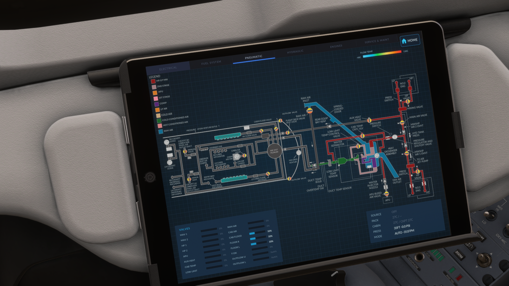 Image showing the flightfx hawker's pneumatic system schematic