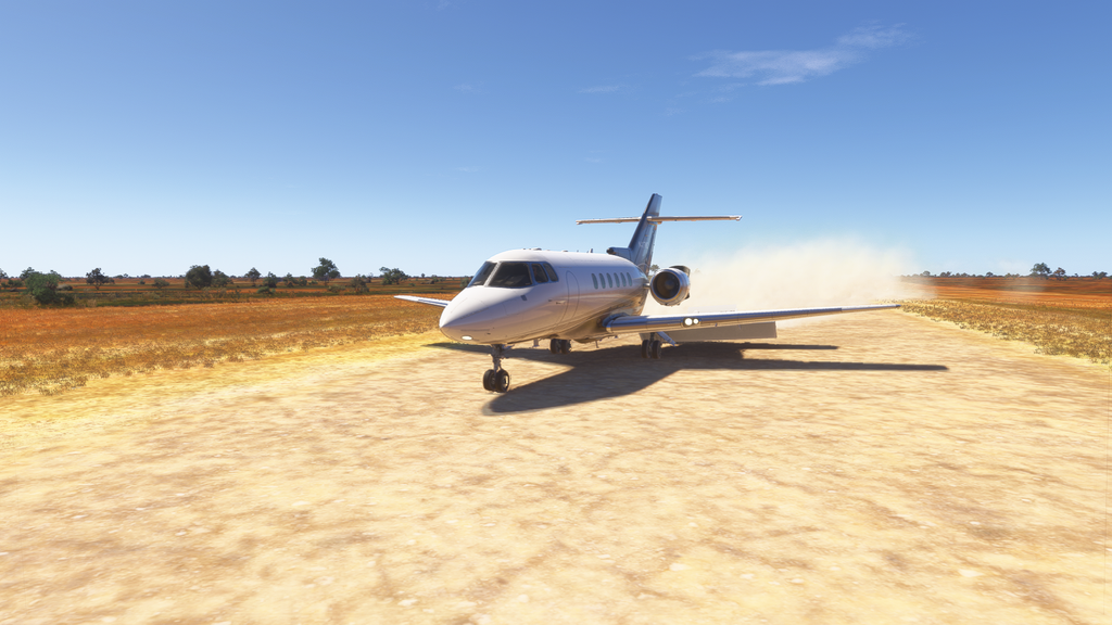 Image showing the flightfx hawker on a gravel runway with a dust cloud in the back