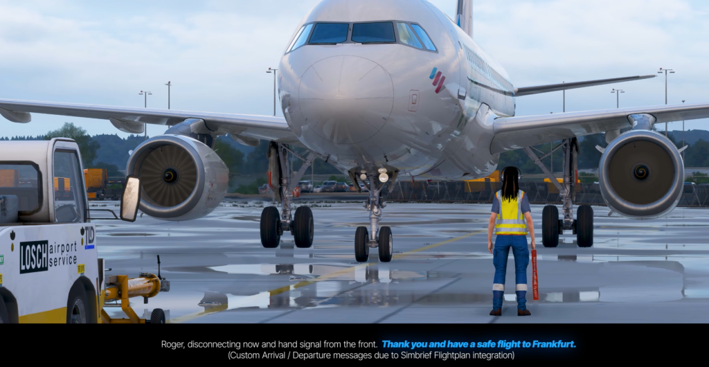 Ground agent delivering a personalised Cockpit2Ground departure message before taxi